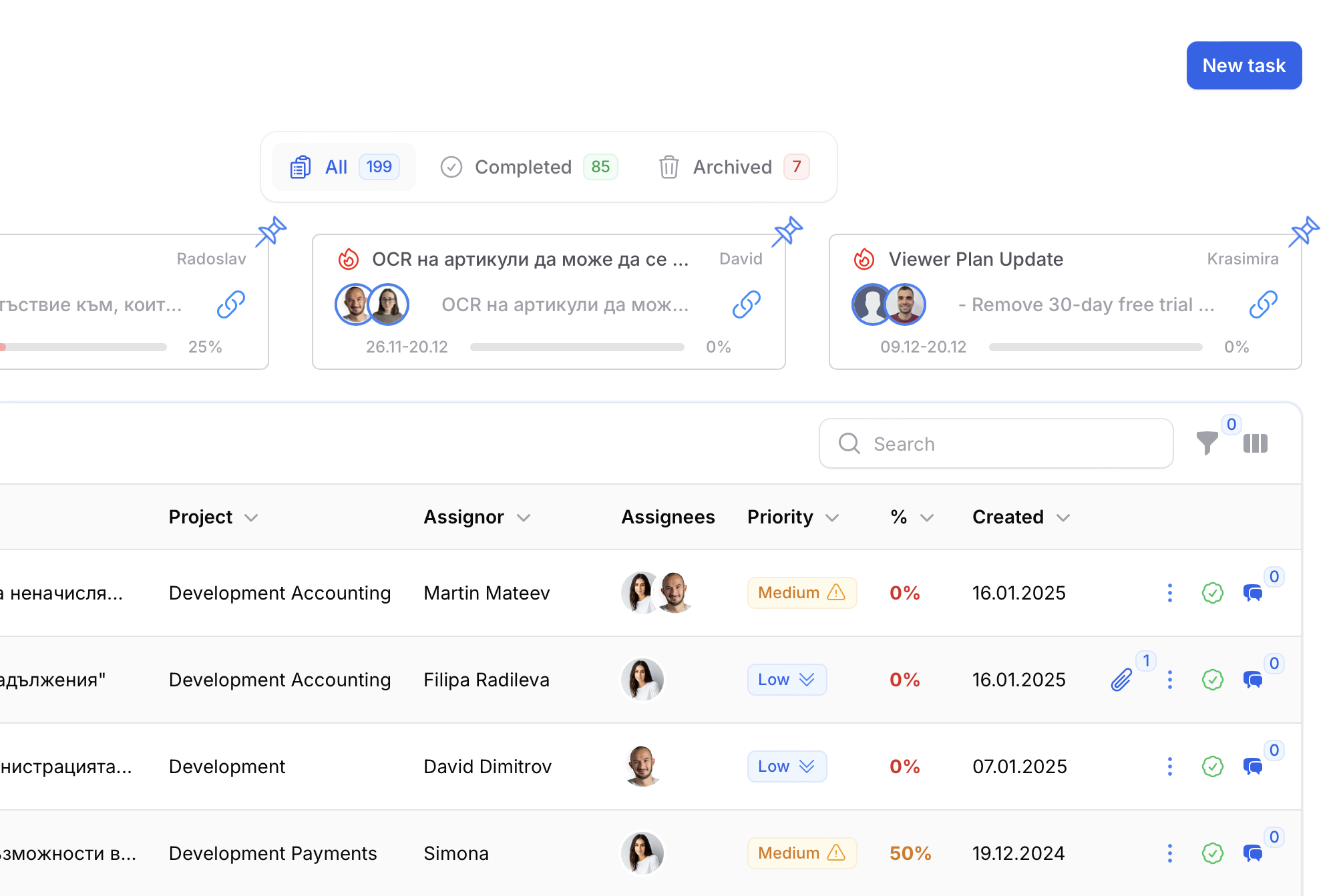 Project management and tasks